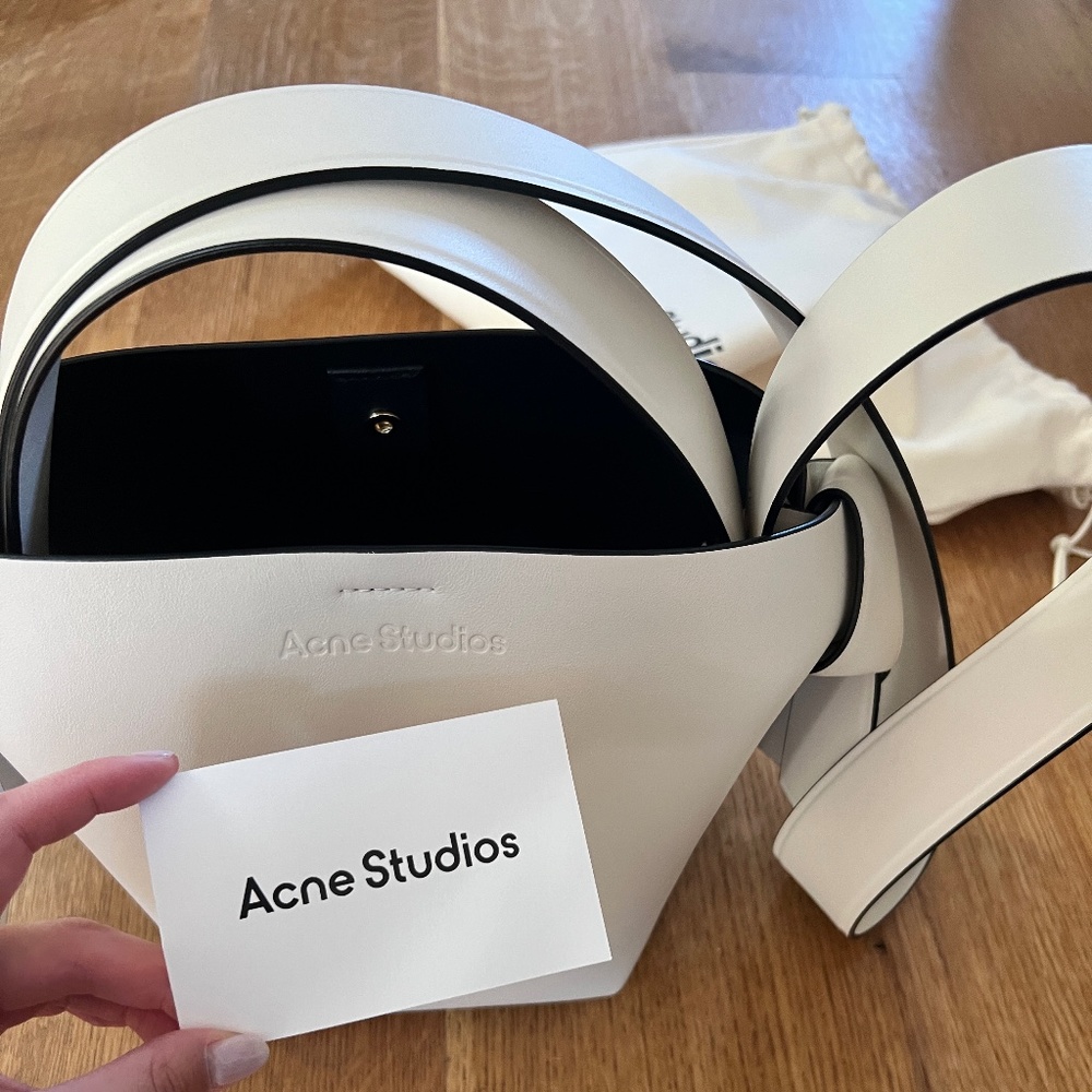 Acne Studios White Crossbody Bag with Black Trim